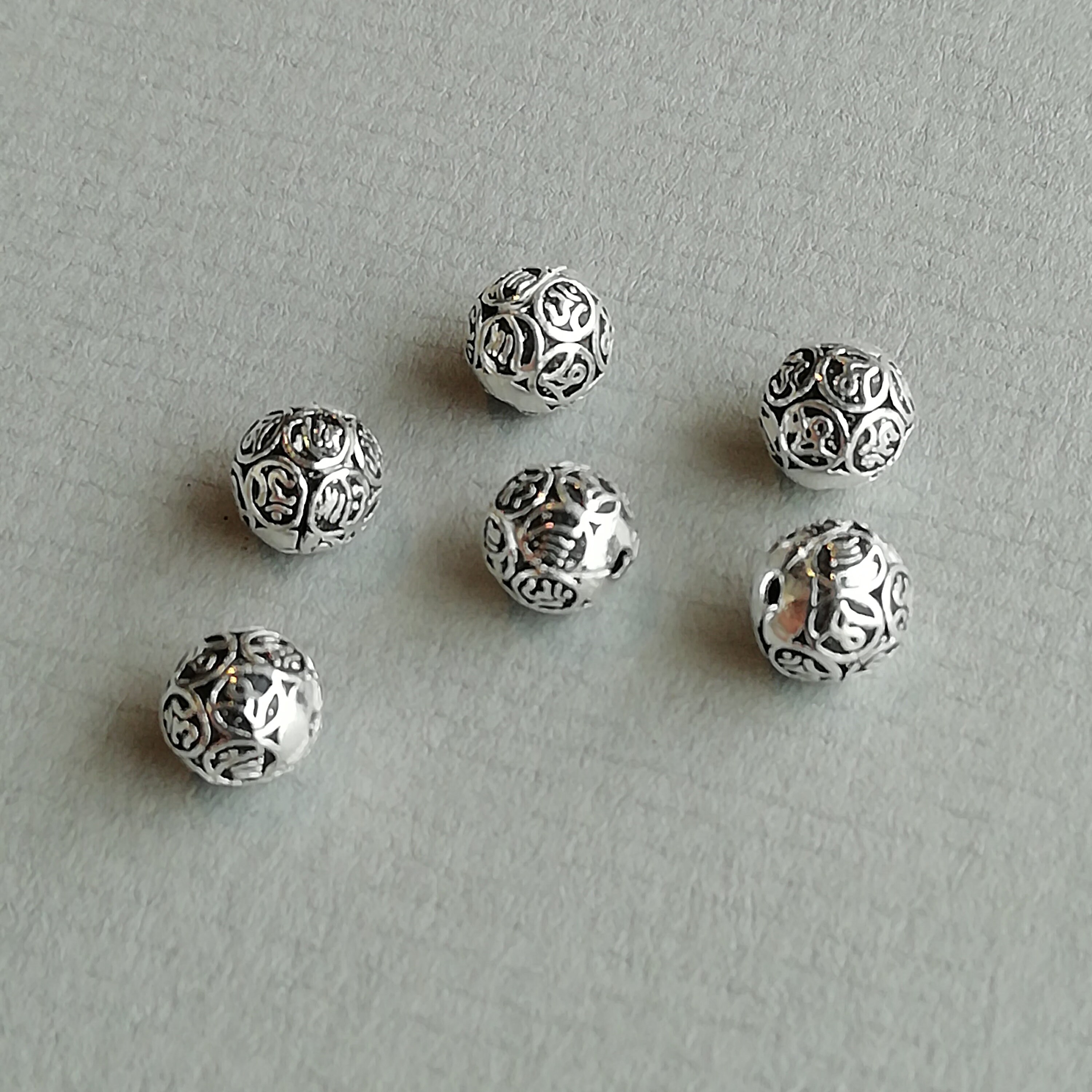 6 Sterling Silver 5mm Carved Filigree Beads 925 Sterling | Etsy