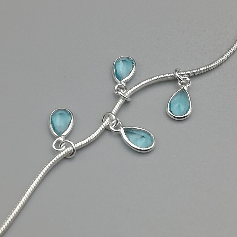 4 Sterling Silver Baby Blue Gemstone Charms Teardrop Etsy