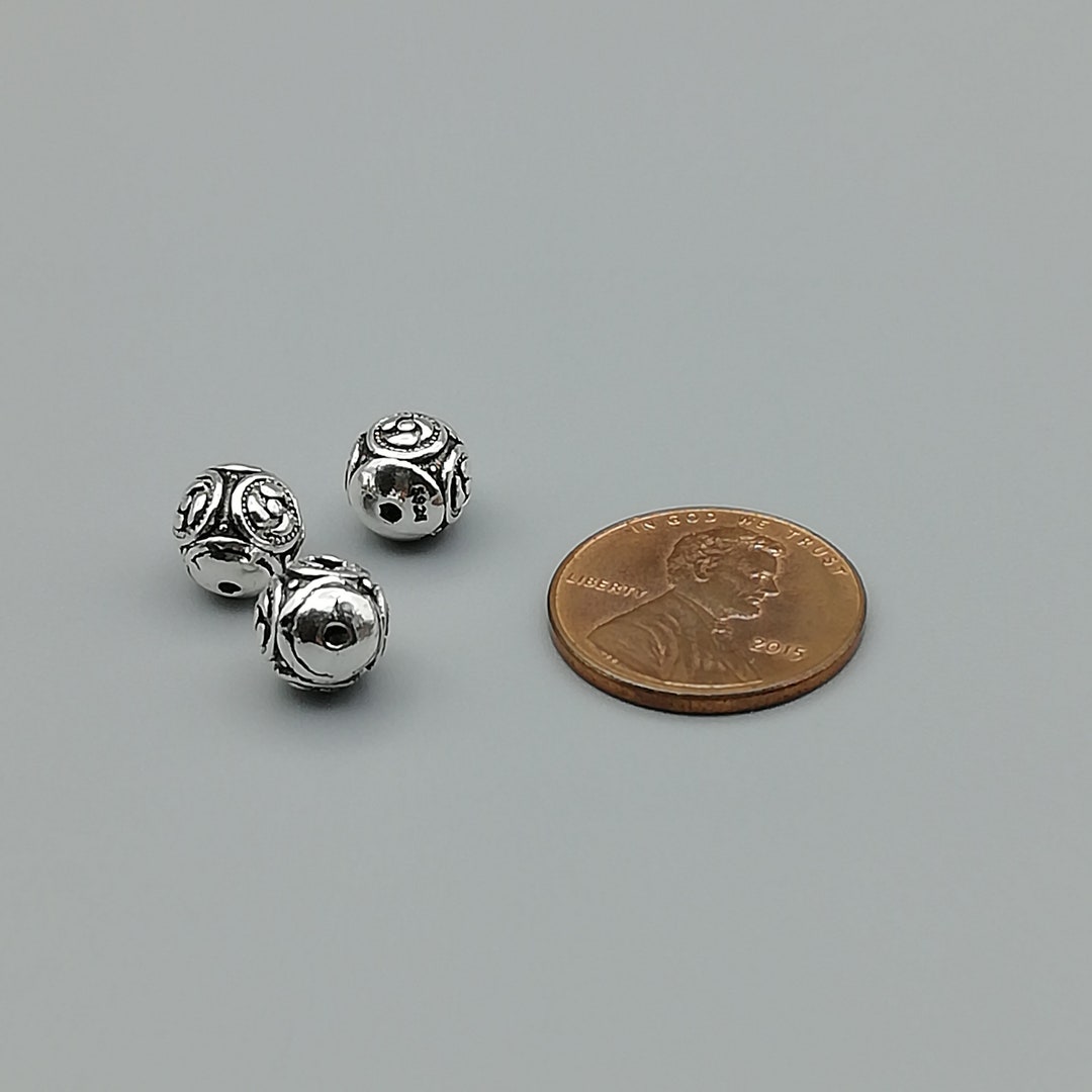 3 Sterling Silver Flower Ball Beads 925 Sterling Silver - Etsy