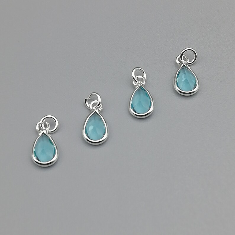 4 Sterling Silver Baby Blue Gemstone Charms Teardrop Etsy