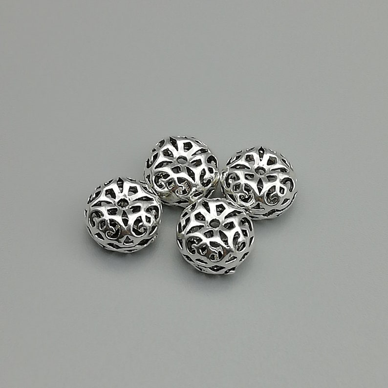4 Sterling Silver Filigree Donut Beads 925 Sterling Silver Etsy