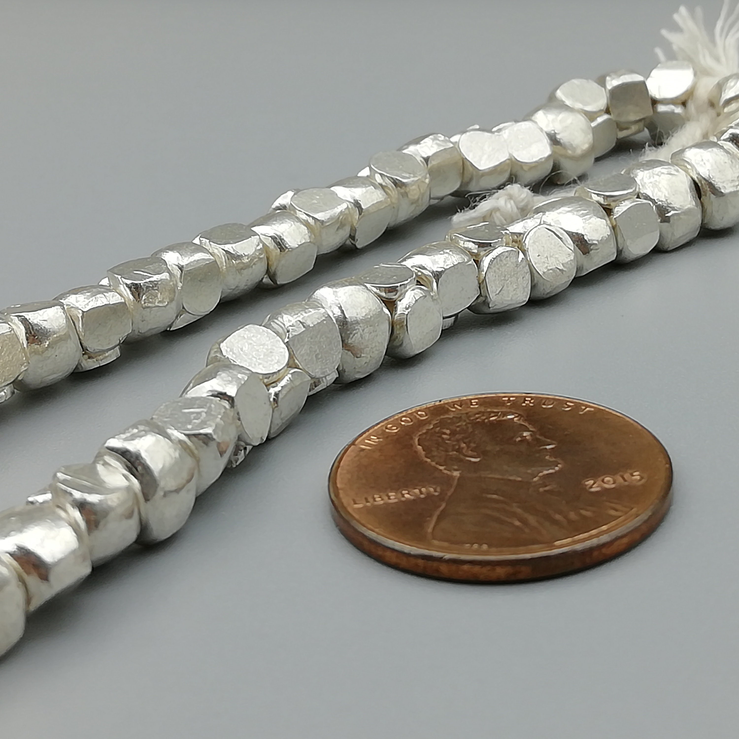 5 Sterling Silver Hammered Nugget Beads 97 Sterling Silver Etsy