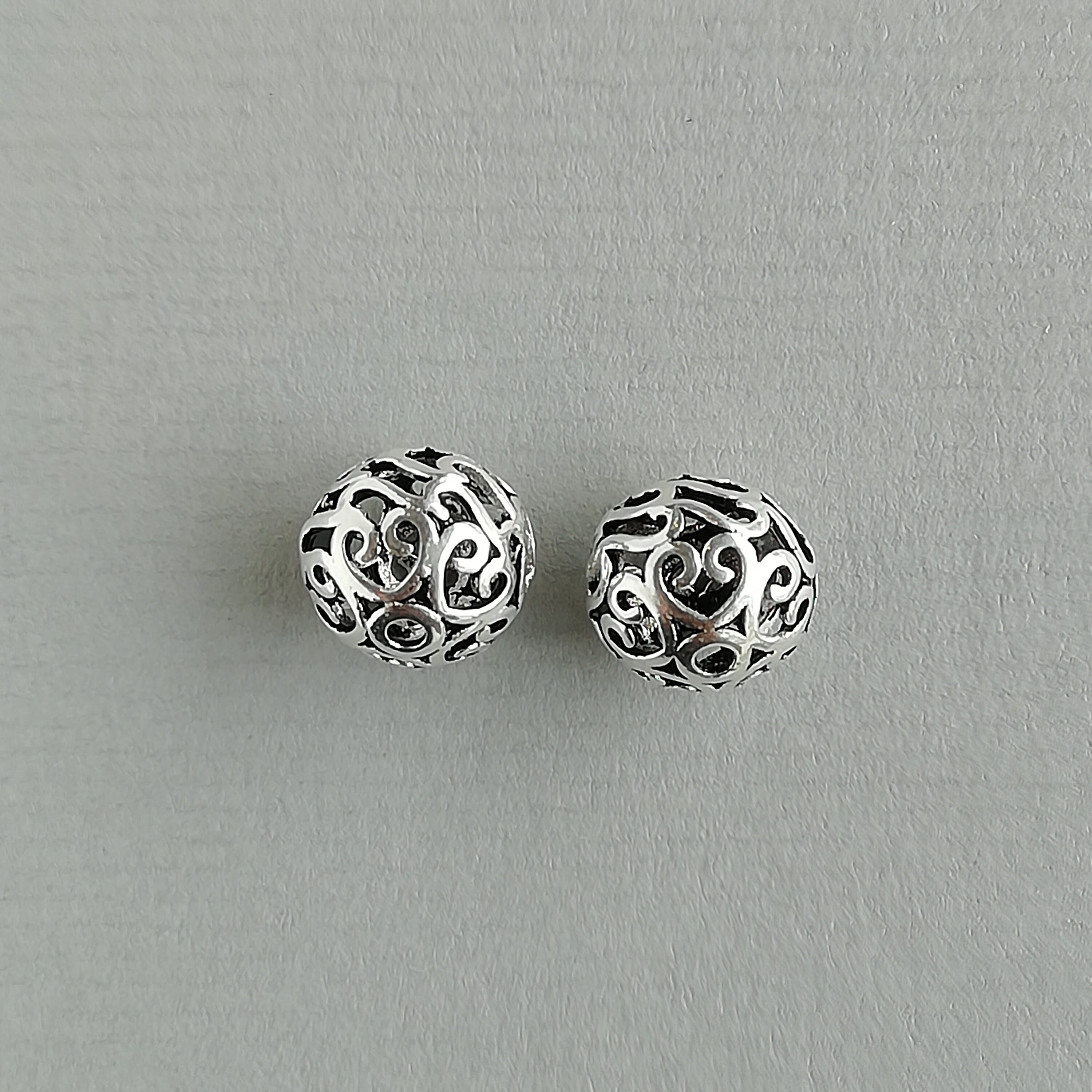 2 Sterling Silver 10mm Filigree Beads 925 Sterling Silver Etsy