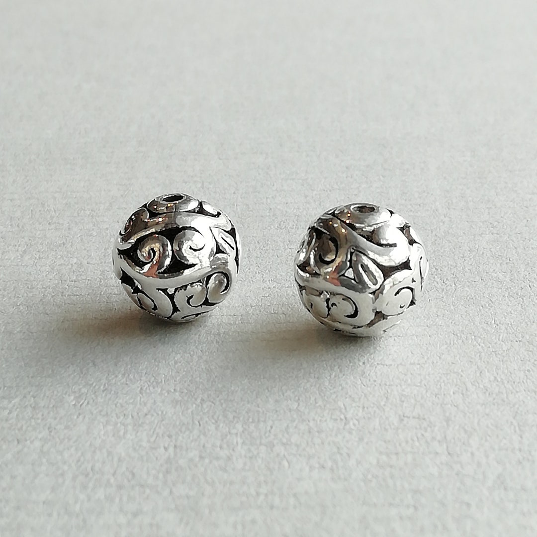 2 Sterling Silver 10mm Filigree Beads 925 Sterling Silver Etsy