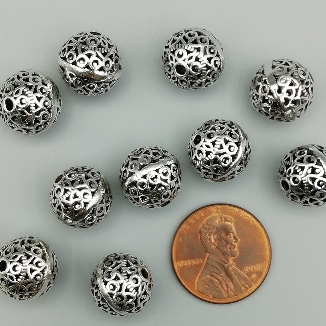 1 Sterling Silver 10mm Filigree Bead 925 Sterling Silver Etsy