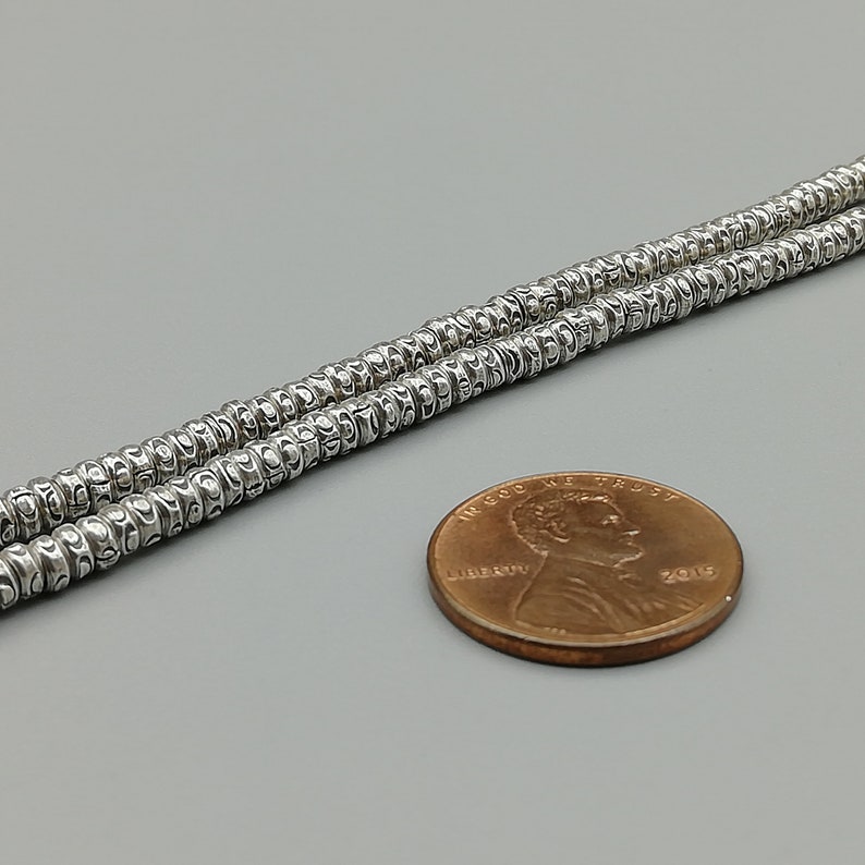 30 Sterling Silver Tiny Stamped Beads Silver Donut Beads Etsy