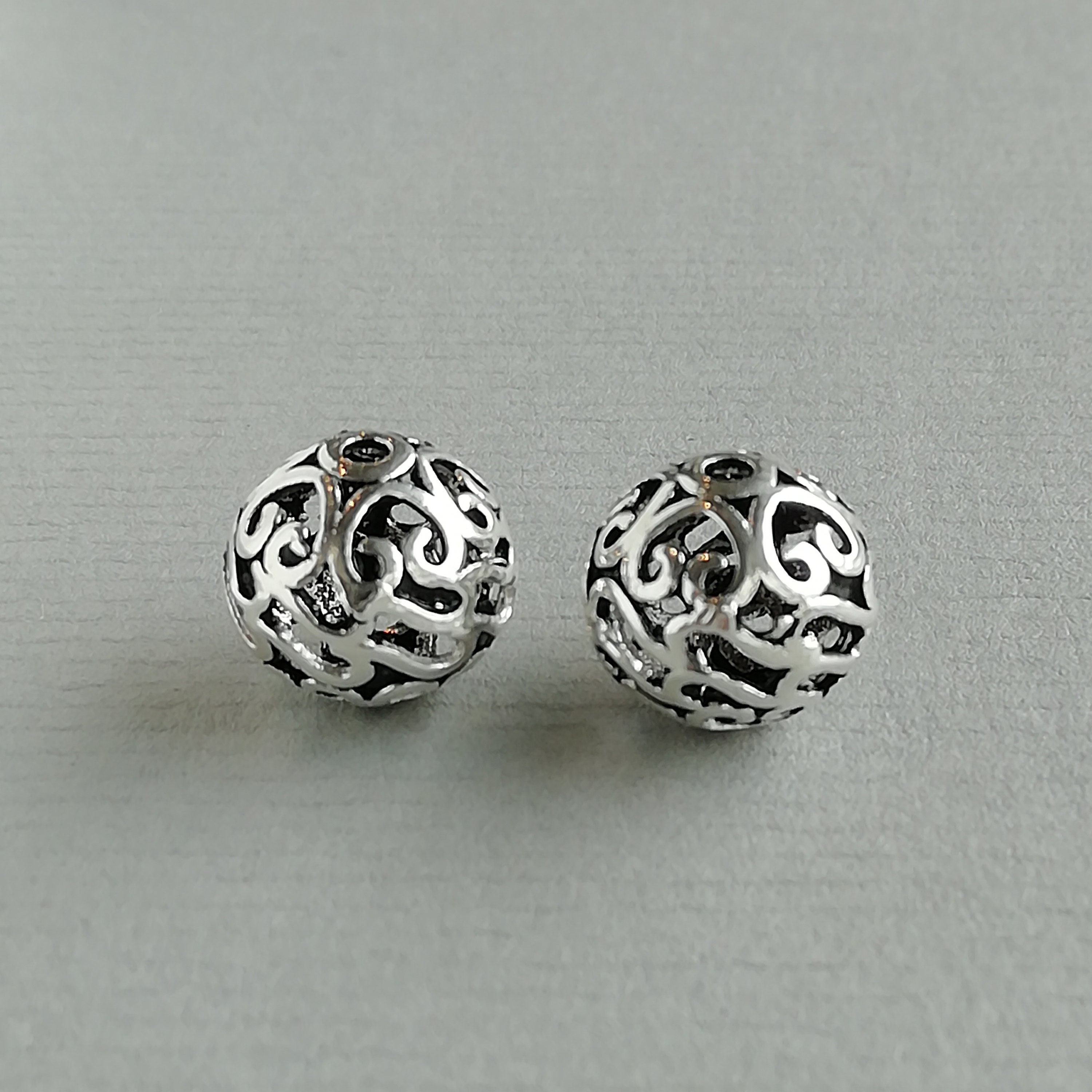 2 Sterling Silver 10mm Filigree Beads 925 Sterling Silver | Etsy