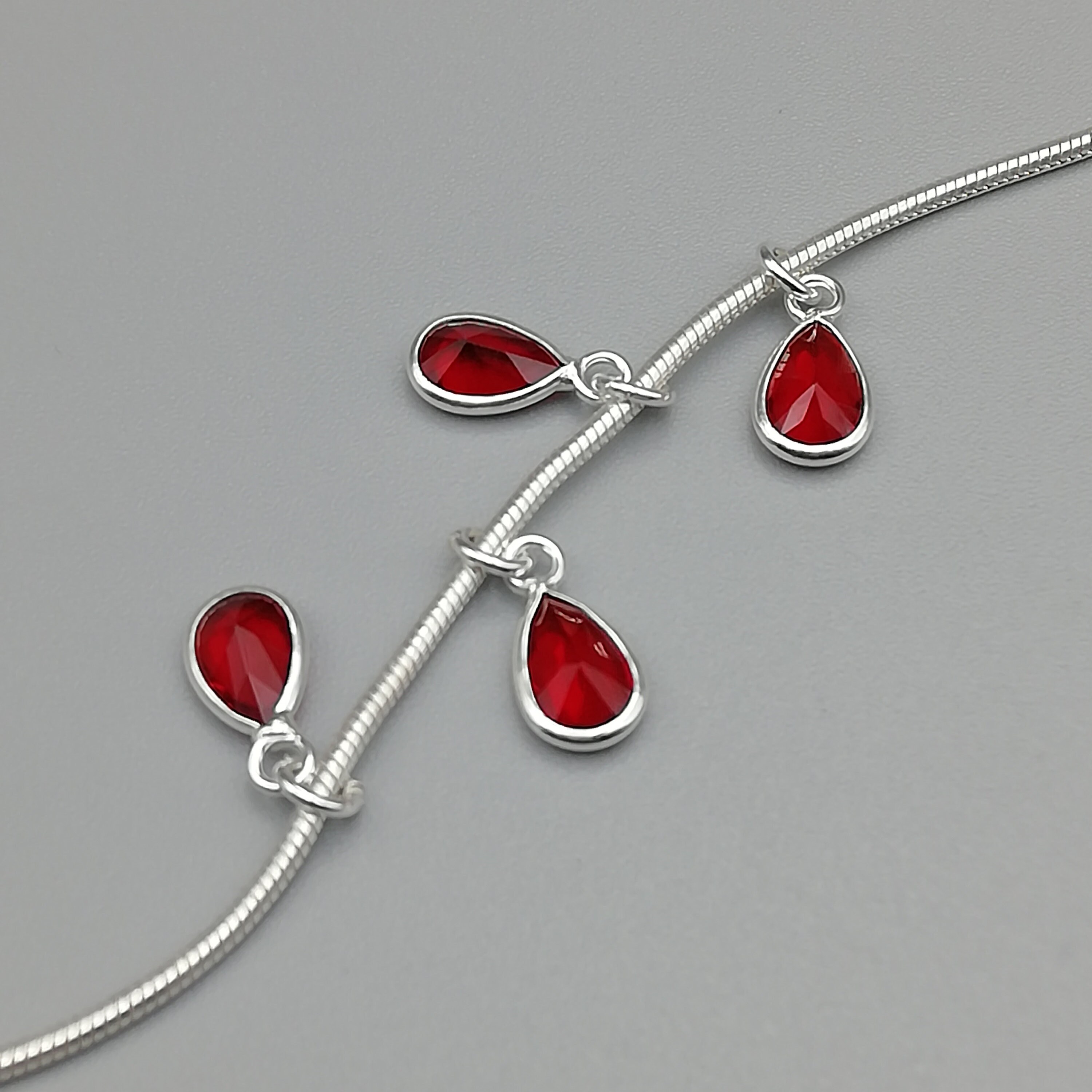 4 Sterling Silver Red Gemstone Charms Teardrop Gemstone Etsy