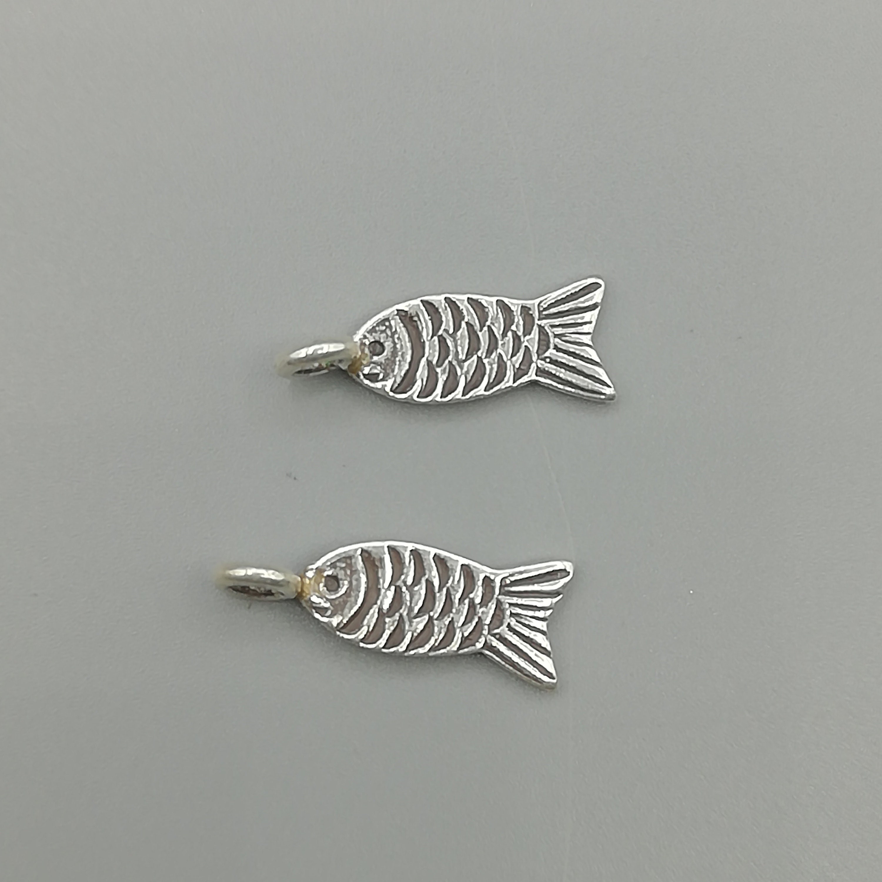 2 Sterling Silver Stamped Fish Charms 97 Percent Sterling Etsy UK