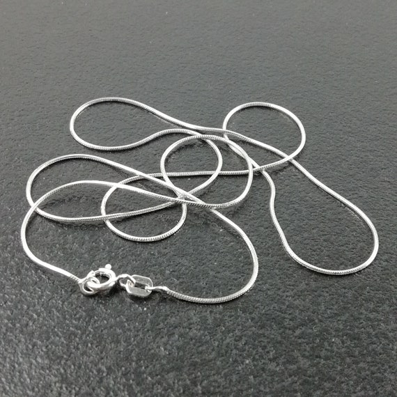 Solid 925 Sterling Silver .8mm Round Snake Chain Necklace