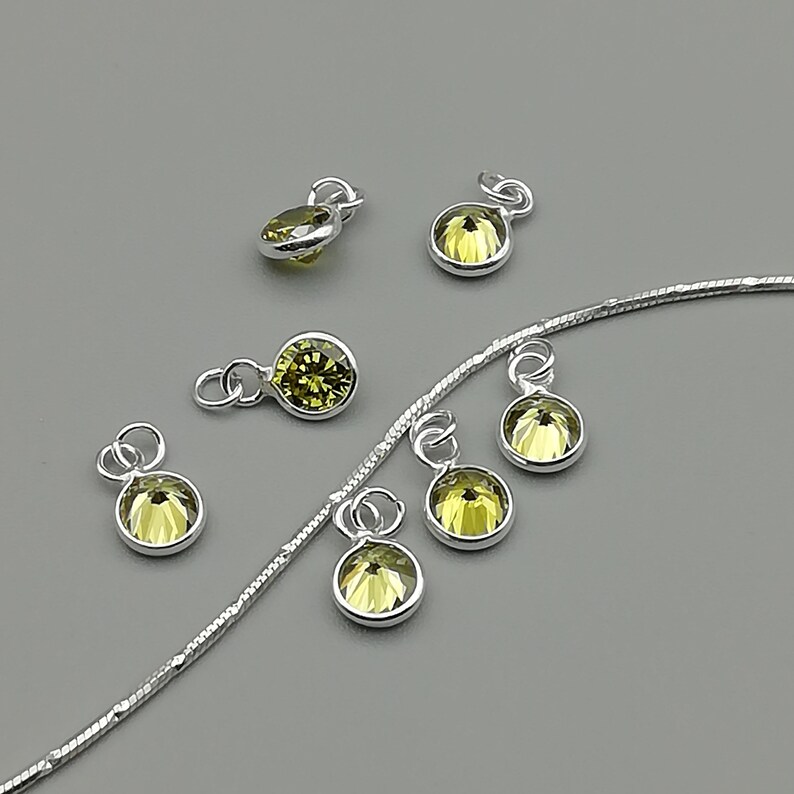 5 Sterling Silver Yellow Gemstone Charms 925 Sterling Silver Etsy