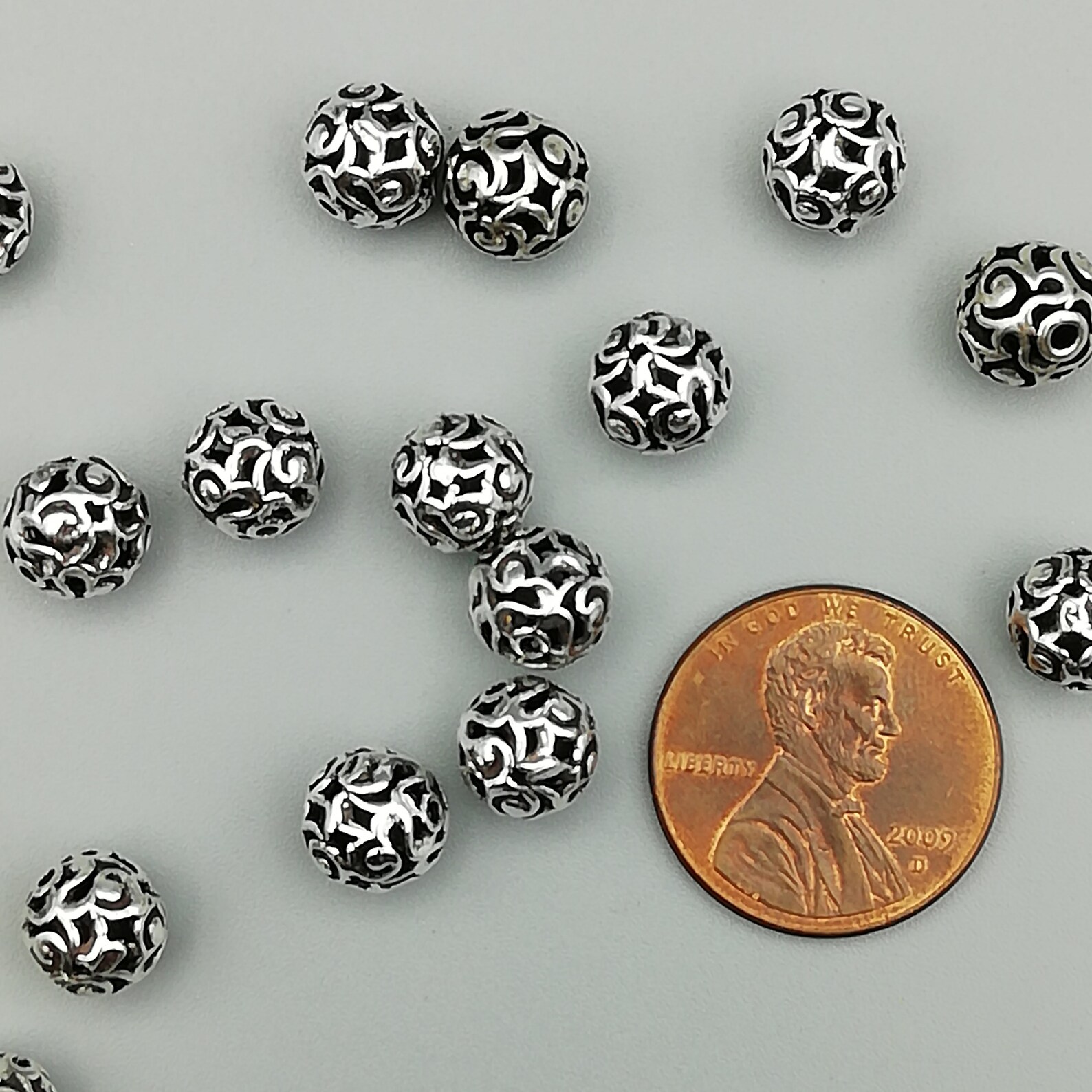 2 Sterling Silver 8mm Filigree Beads 925 Sterling Silver Etsy