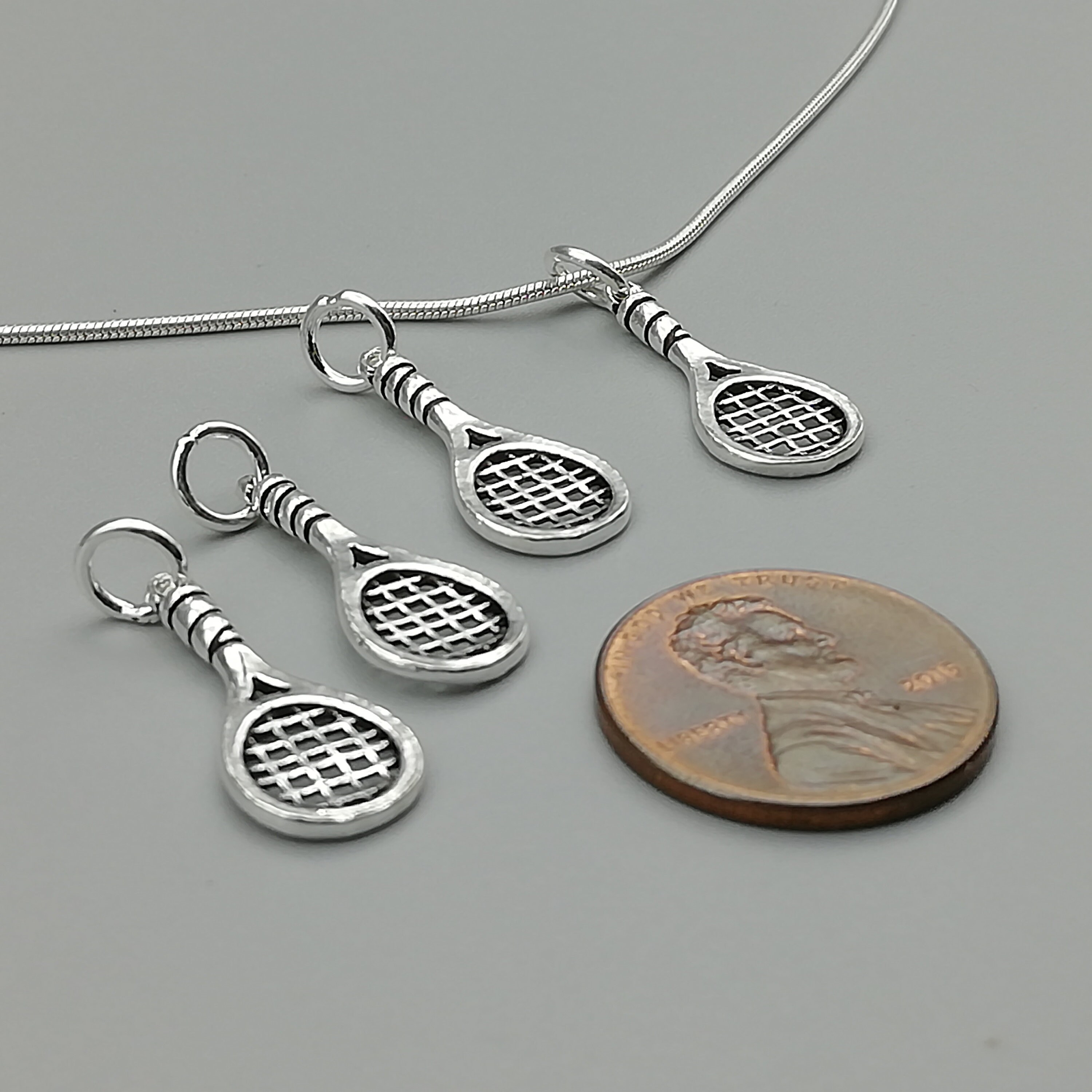 2 Sterling Silver Vintage Tennis Racket Charms 925 Sterling Etsy