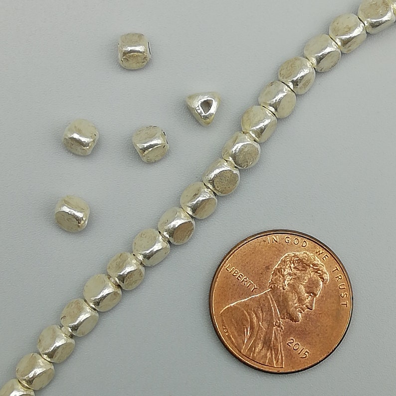10 Sterling Silver Solid Nugget Beads 97 Sterling Silver Etsy