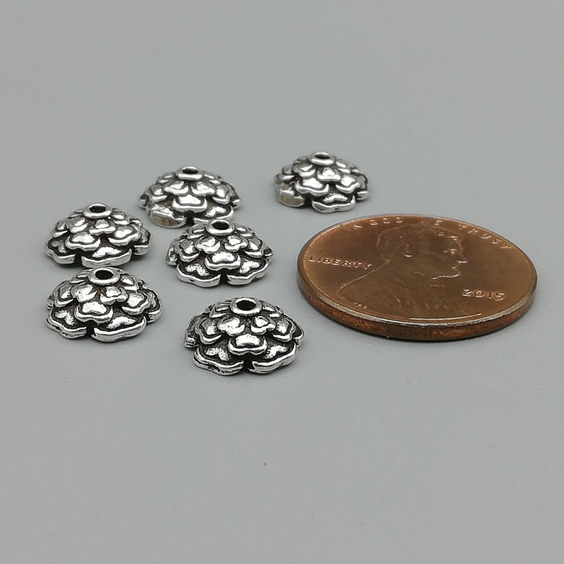 6 Sterling Silver Flower Bead Caps 925 Sterling Silver Beads Etsy
