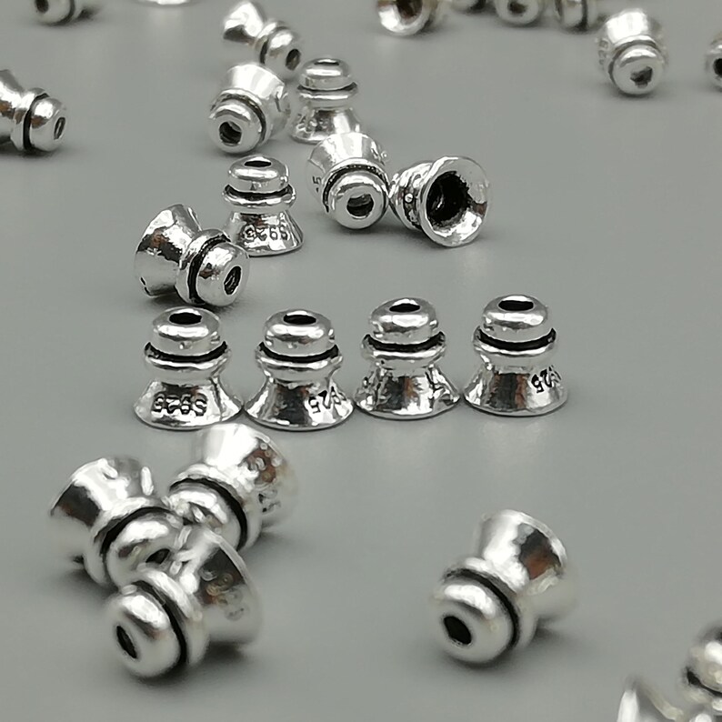 10 Sterling Silver Cone Bead Caps 925 Sterling Silver Bead Etsy
