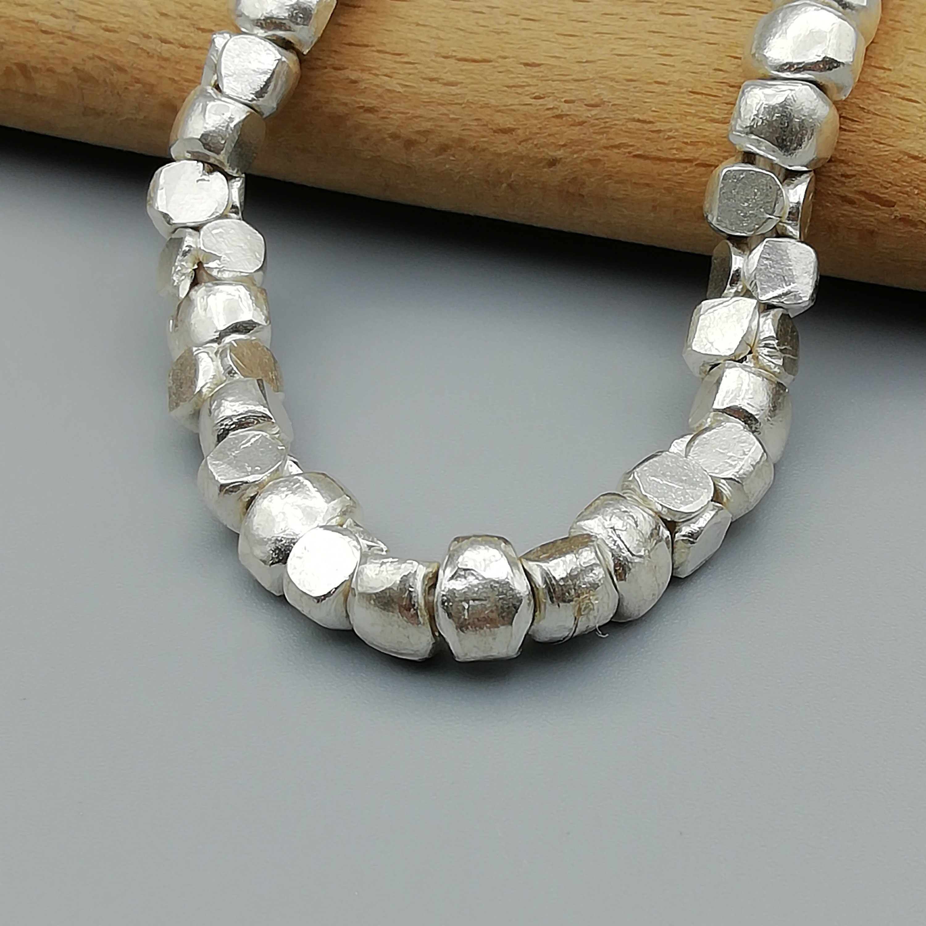 5 Sterling Silver Hammered Nugget Beads 97 Sterling Silver Etsy