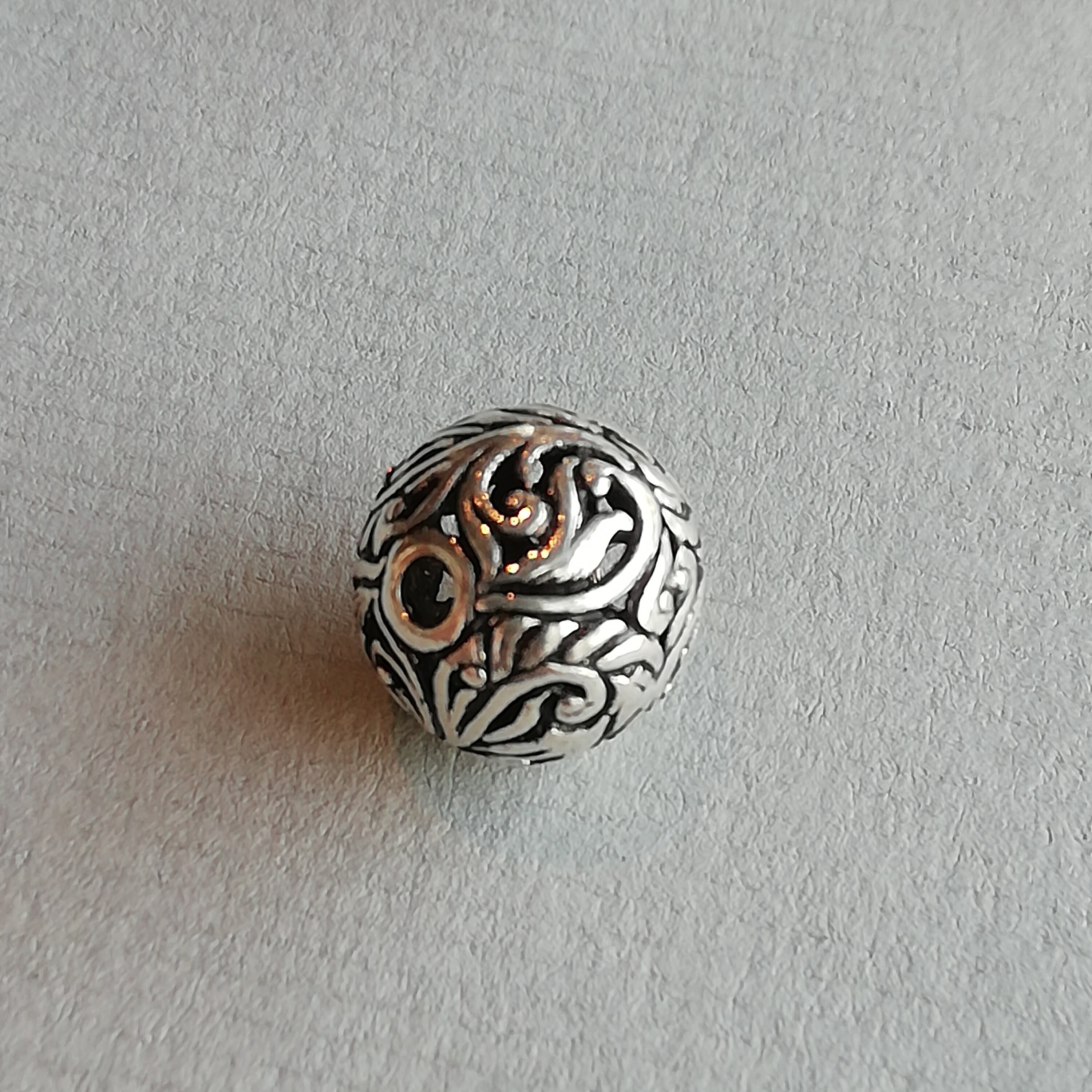 1 Sterling Silver 12mm Carved Filigree Bead 925 Sterling Etsy