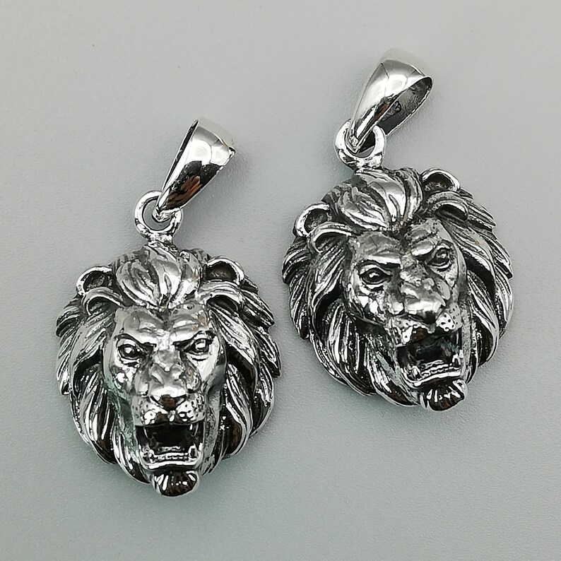 1 Sterling Silver Lion Head Pendant 925 Sterling Silver Etsy
