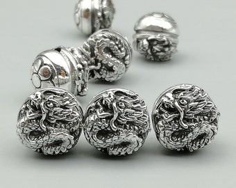 1 Sterling Silver 10mm Dragon Bead | 925 Sterling Silver Beads | BR02