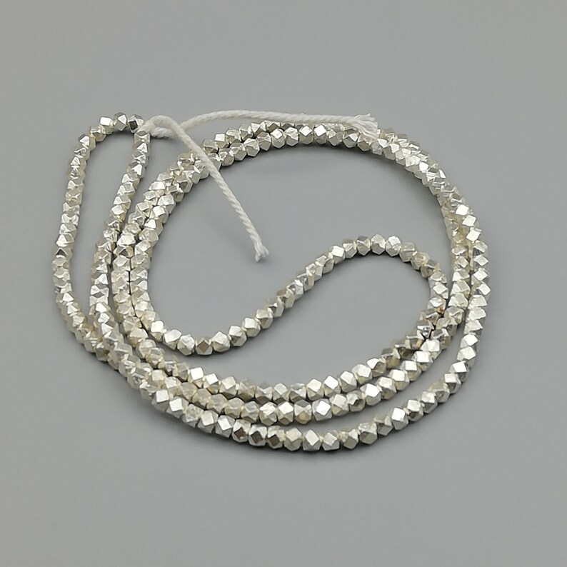 15 Sterling Silver Hammered Faceted Beads Geometric Beads Etsy