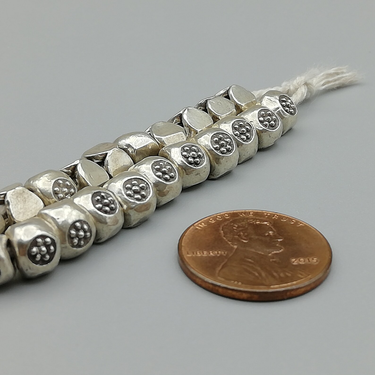 2 Sterling Silver Stamped Nugget Beads 97 Sterling Silver Etsy