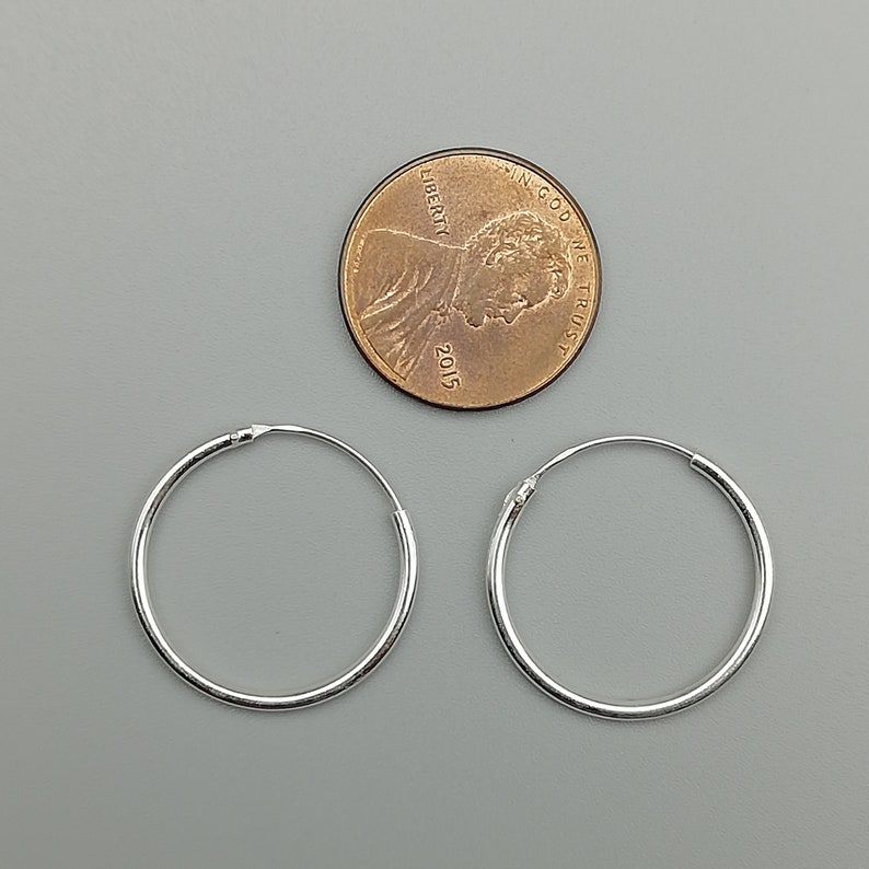 1 Pair 20mm 925 Sterling Silver Hoop 1.5mm Thick Hoop E09 Etsy