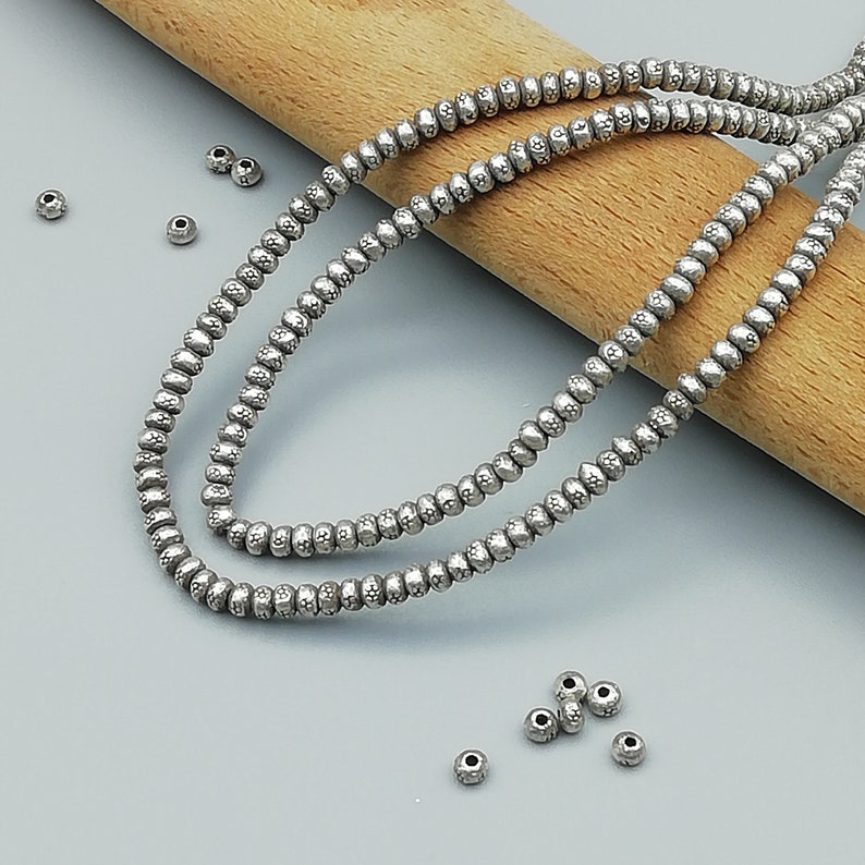 30 Sterling Silver Etched Flower Donut Beads 97 Sterling Etsy