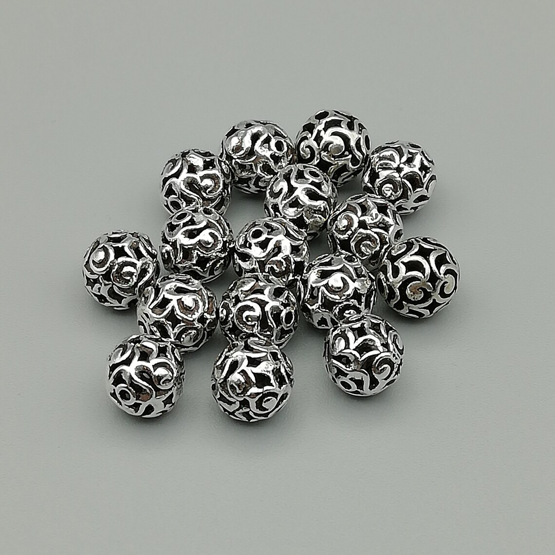 2 Sterling Silver 8mm Filigree Beads 925 Sterling Silver Etsy