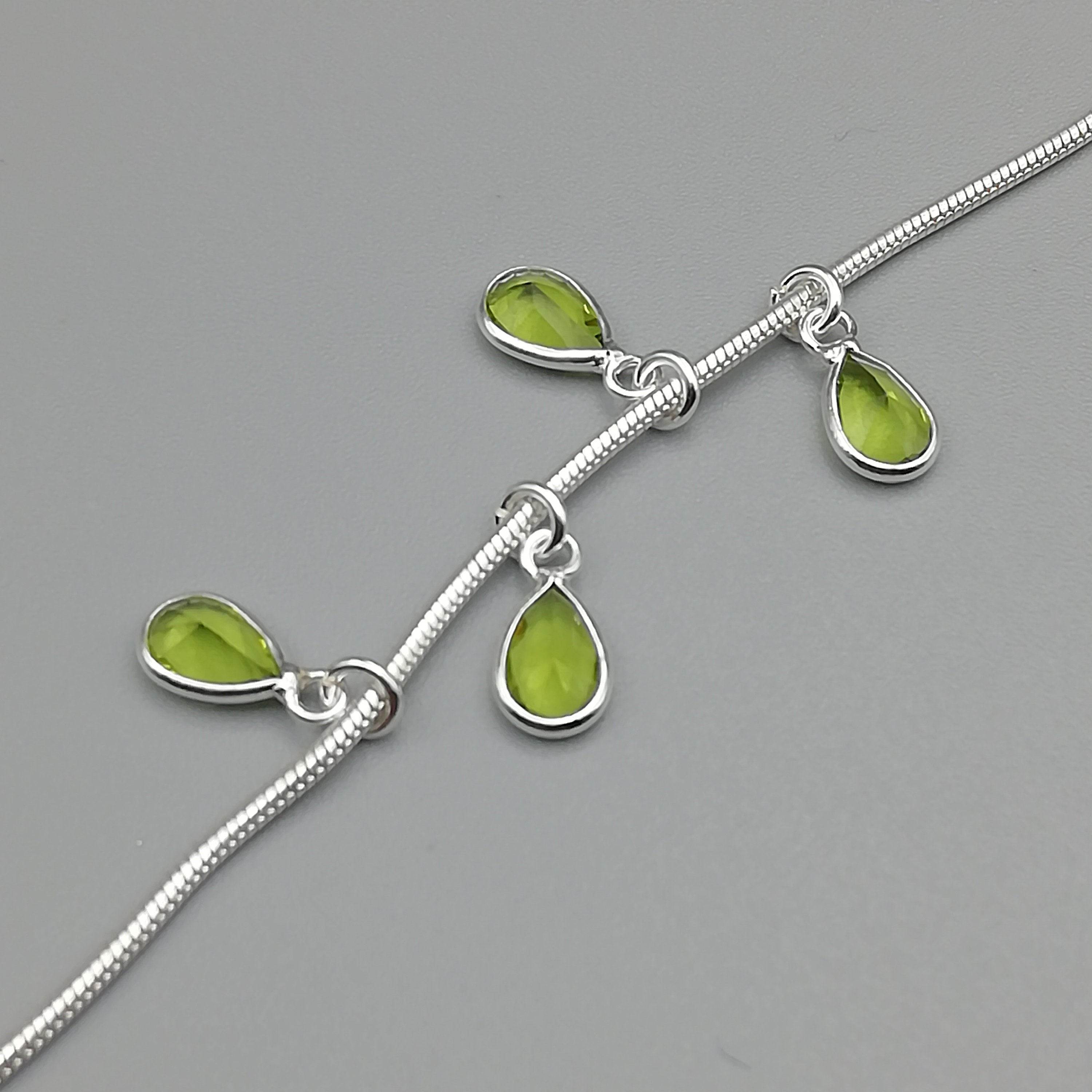 4 Sterling Silver Lime Green Gemstone Charms Teardrop Etsy