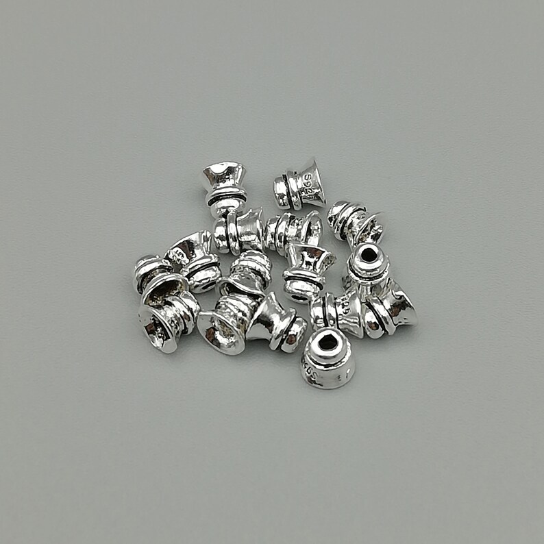 10 Sterling Silver Cone Bead Caps 925 Sterling Silver Bead Etsy