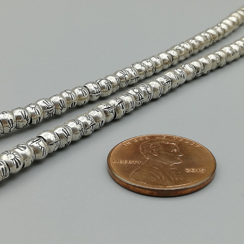 15 Sterling Silver Stamped Sun Beads Silver Rondelle Beads Etsy