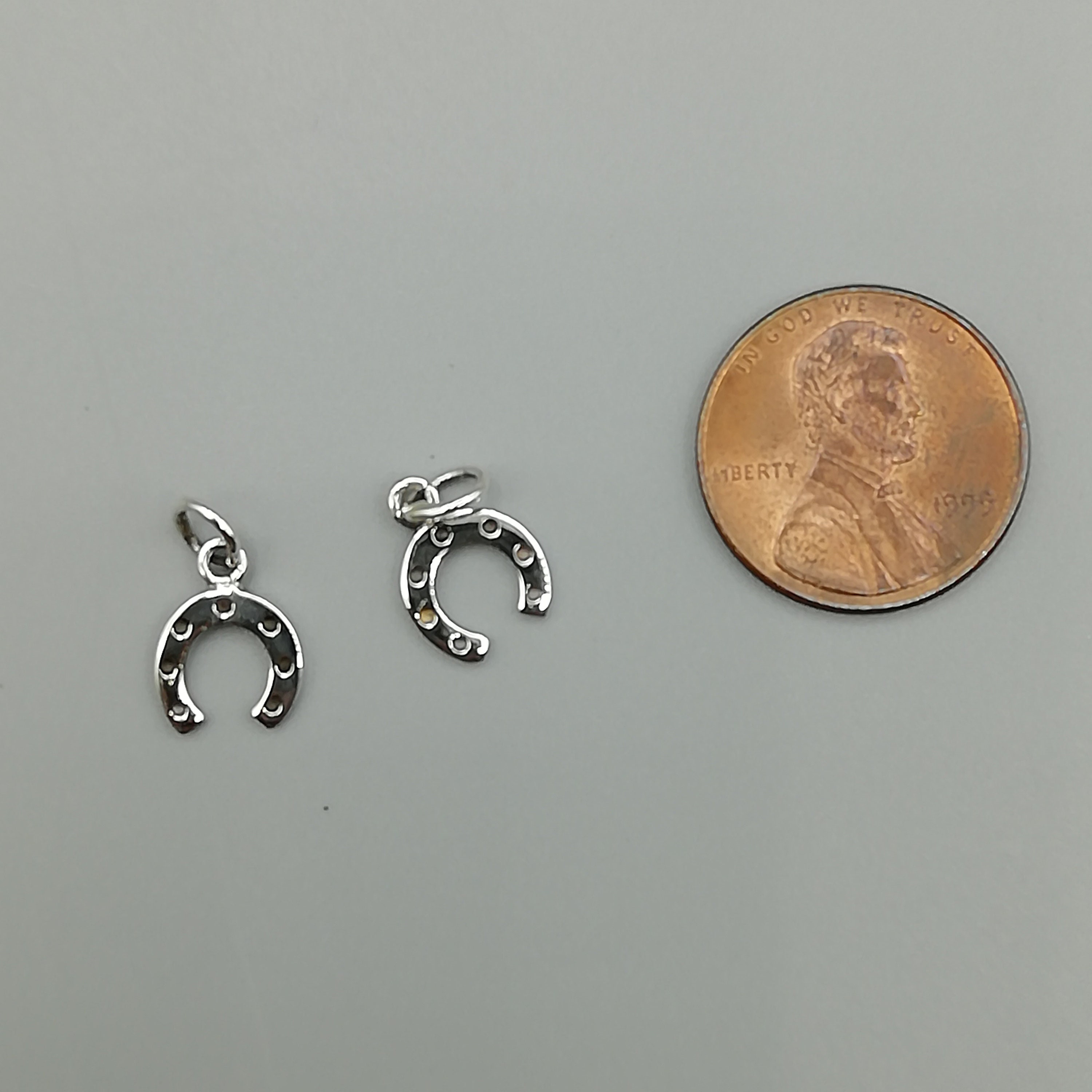 2 Sterling Silver Lucky Horseshoe Charms 925 Sterling Silver Etsy