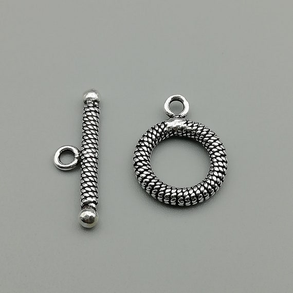 5 GENUINE STERLING SILVER 925 ROPE TOGGLE CLASPS
