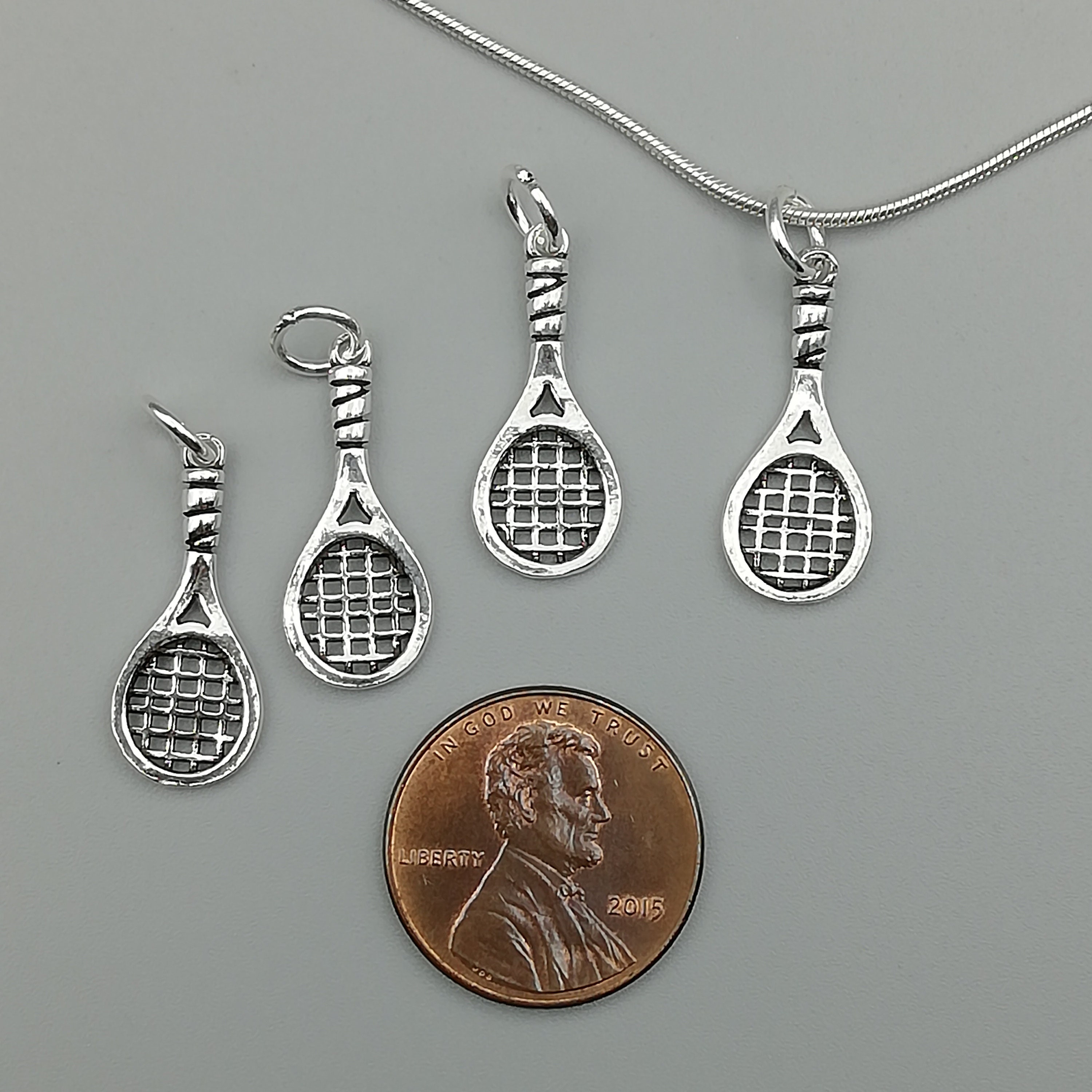 2 Sterling Silver Vintage Tennis Racket Charms 925 Sterling Etsy