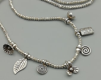 19 Inch 97% Sterling Silver Hill Tribe Charm Necklace | Karen Chain Necklace | C13