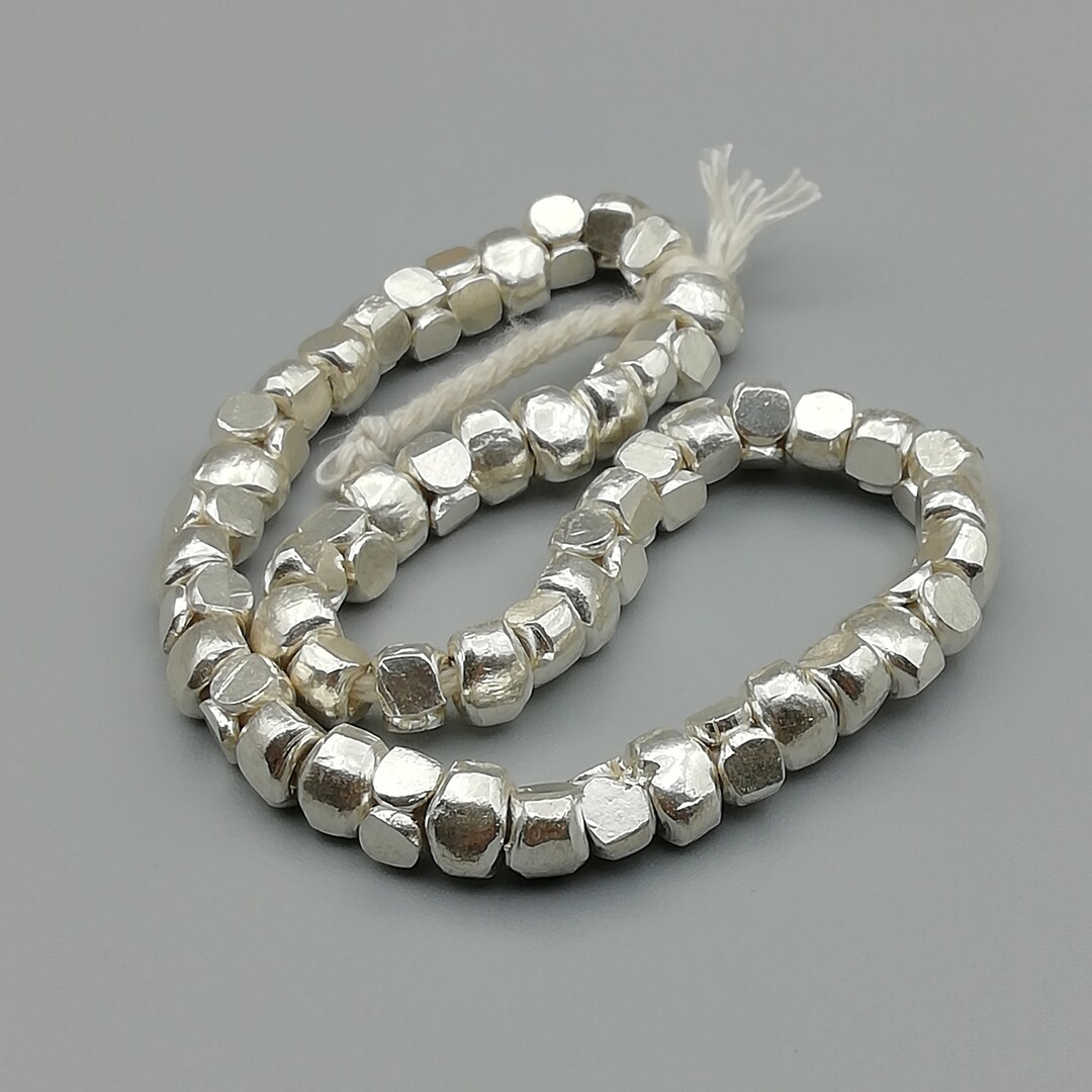 5 Sterling Silver Hammered Nugget Beads 97 Sterling Silver Etsy