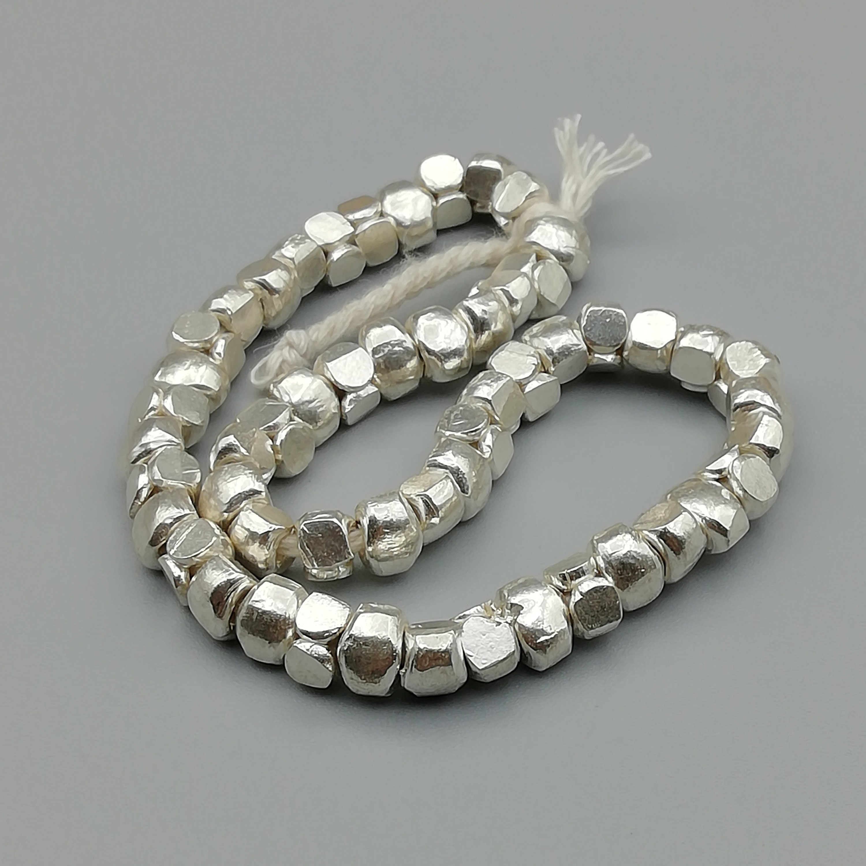 5 Sterling Silver Hammered Nugget Beads 97 Sterling Silver Etsy
