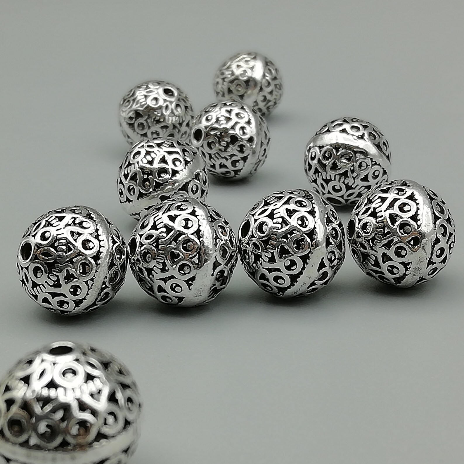 1 Sterling Silver 10mm Filigree Bead 925 Sterling Silver Etsy
