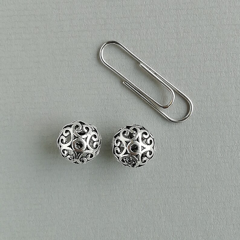 2 Sterling Silver 10mm Filigree Beads 925 Sterling Silver Etsy