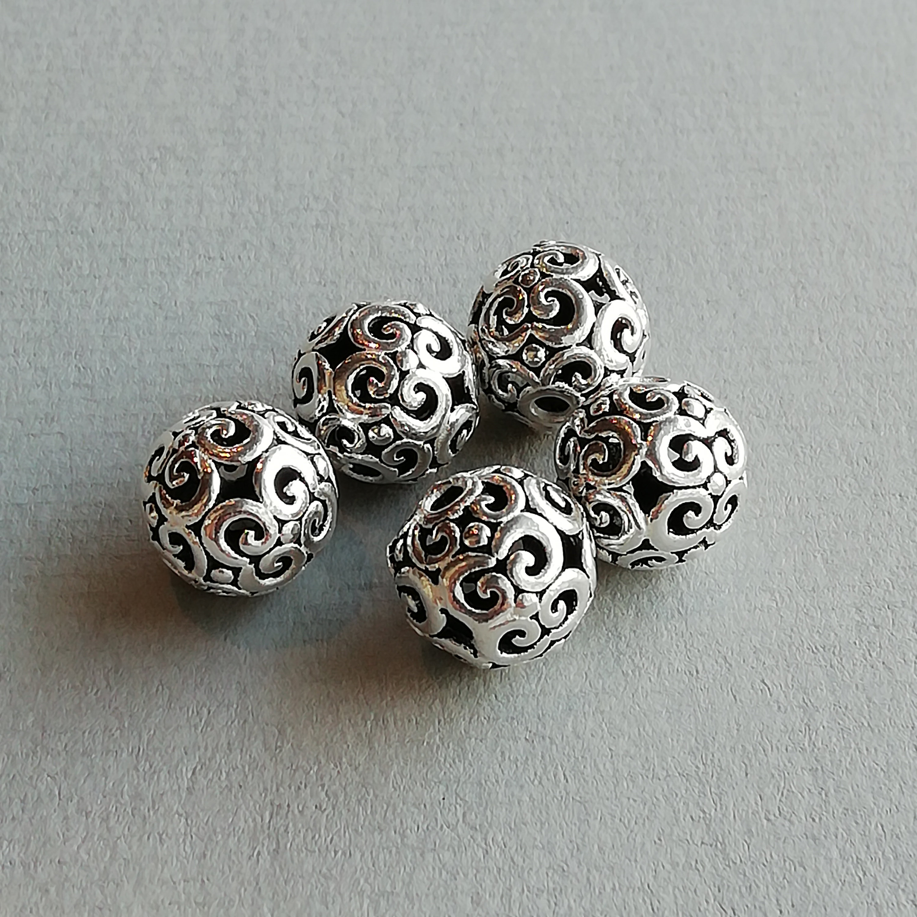 1 Sterling Silver 10mm Carved Filigree Bead 925 Sterling Etsy Canada