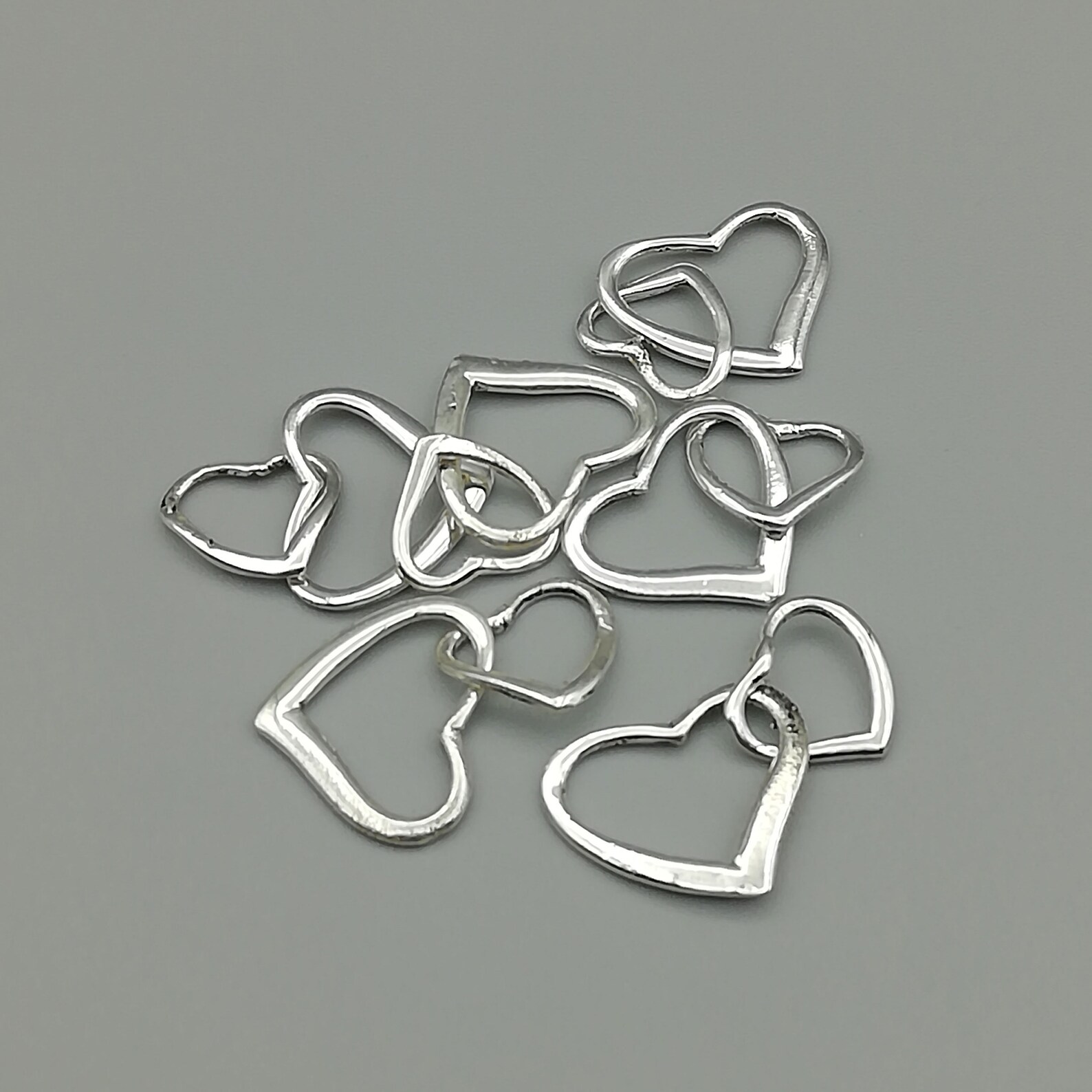 2 Sterling Silver Heart Connectors 925 Sterling Silver Etsy Sweden