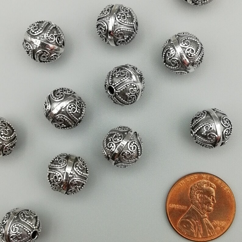 2 Sterling Silver 10mm Beads 925 Sterling Silver Beads Etsy