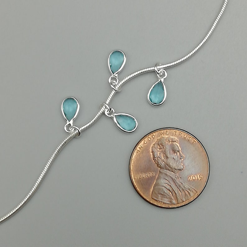 4 Sterling Silver Baby Blue Gemstone Charms Teardrop Etsy