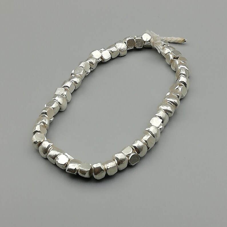 4 Sterling Silver Hammered Nugget Beads 97 Sterling Silver Etsy