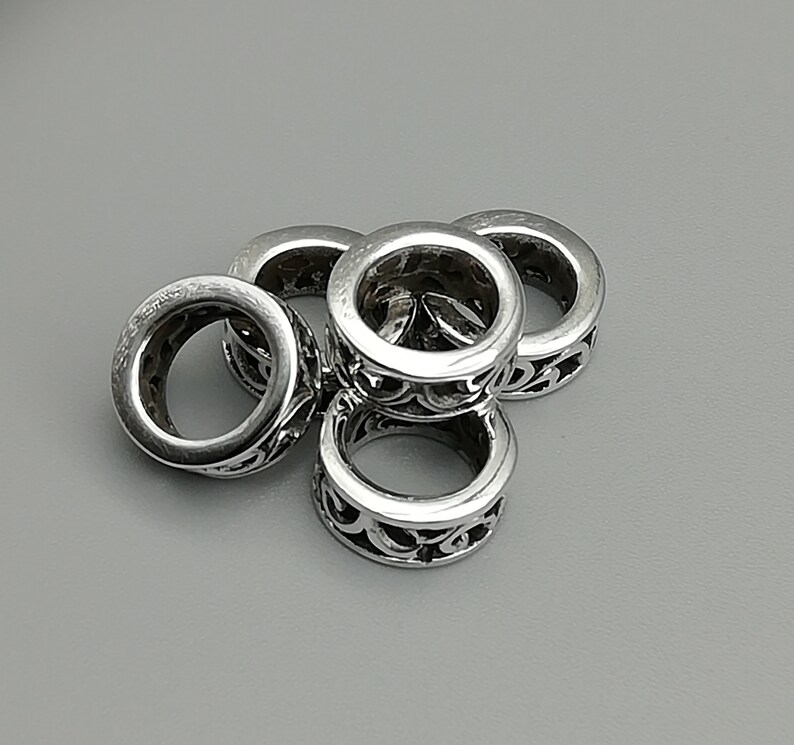 2 Sterling Silver Filigree Donut Beads 925 Sterling Silver Etsy