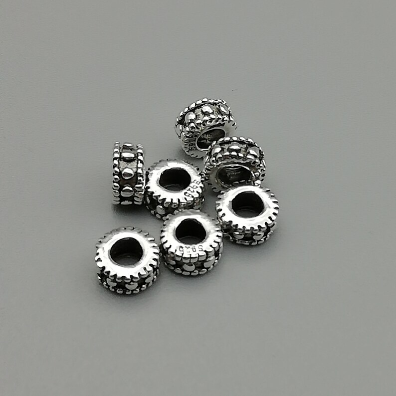 6 Sterling Silver Bali Donut Beads 925 Sterling Silver Beads Etsy
