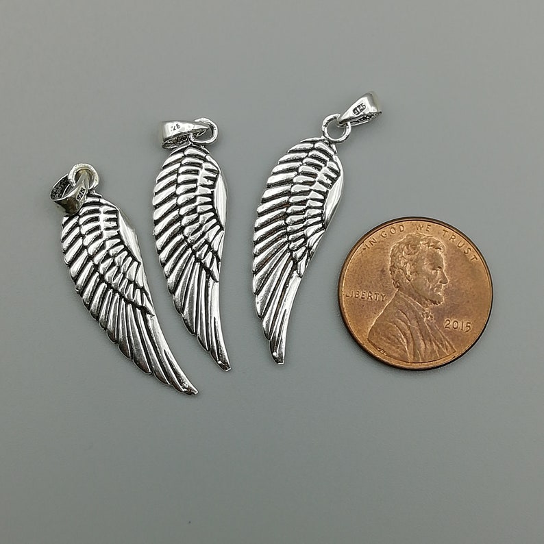 1 Sterling Silver Angel Wing Pendant 925 Sterling Silver Etsy