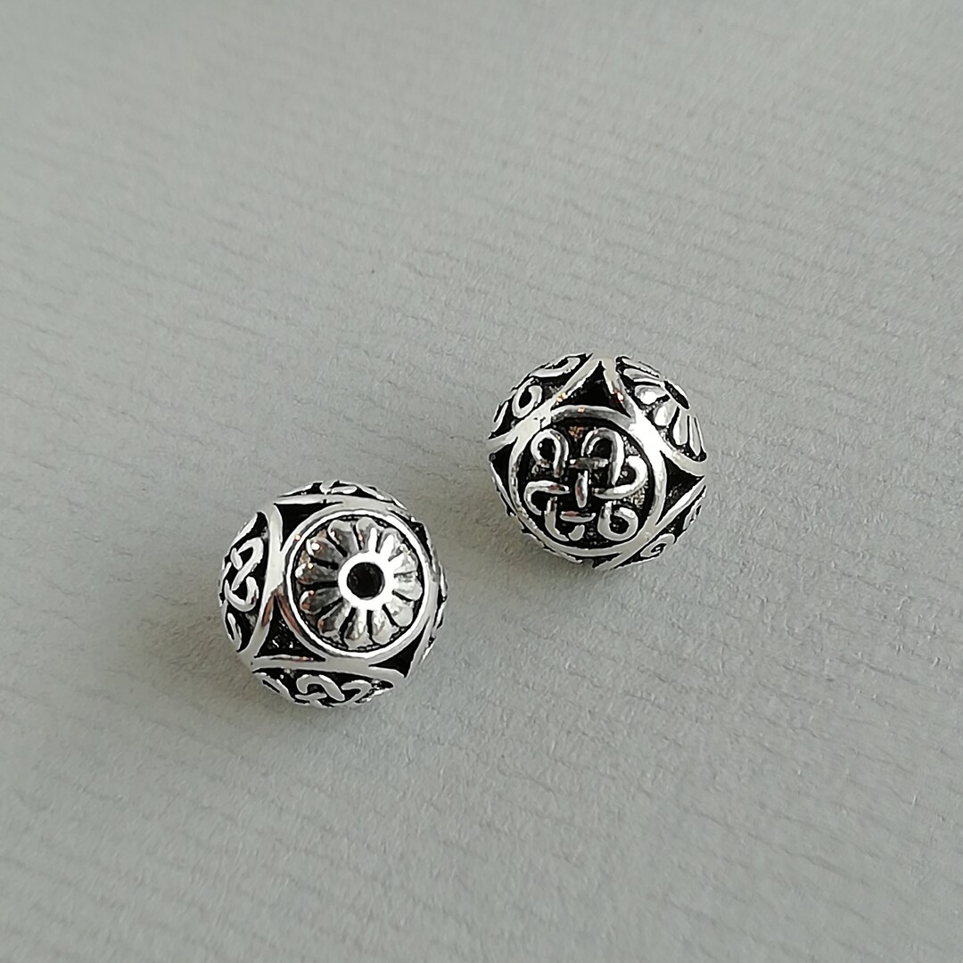 2 Sterling Silver 10mm Floral Beads 925 Sterling Silver - Etsy