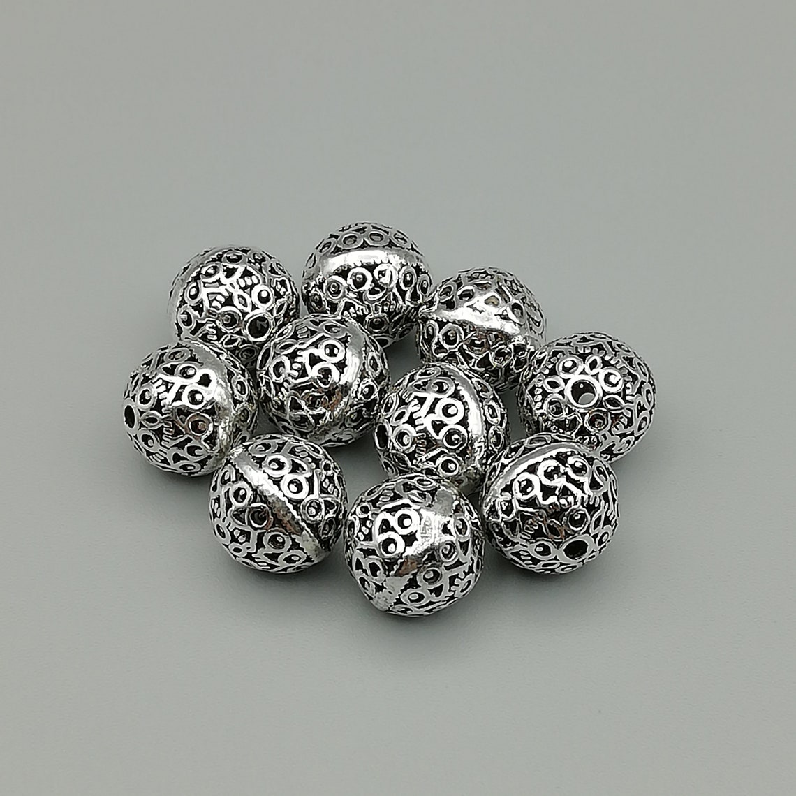 1 Sterling Silver 10mm Filigree Bead 925 Sterling Silver Etsy